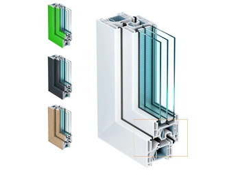 Perfil de PVC Kömmerling 76 MD